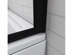 Aica Mampara de Bañera 2 Hojas Plegables Vidrio Templado 4mm Perfil Negro Mate Tamaño:(890-900)x1400mm- Transparente Sale