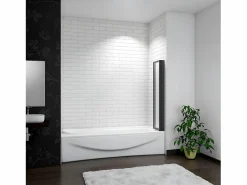 Mampara de bañera 4 hojas plegables vidrio templado 4mm perfil negro mate (890-900)x1400mm^Aica Sale