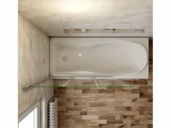 Mampara de bañera abatible 3 hojas cristal antical 6mm 3 veces plegable (1180-1200)x1400mm^Aica Clearance
