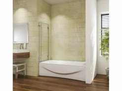 Aica Mampara de bañera abatible giratoria bisagra 2 hojas cristal templado 5 mm 1100x1400mm Transparente Discount