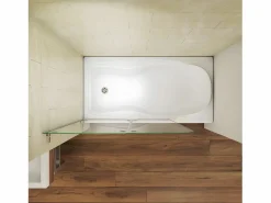 Aica Mampara de bañera abatible giratoria bisagra 2 hojas cristal templado 5 mm 1100x1400mm Transparente Discount