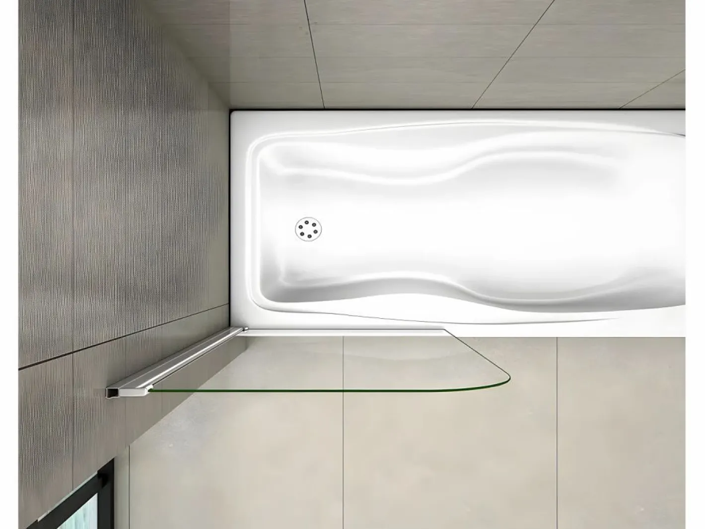 Aica Mampara De Bañera|Mampara de bañera abatible-cristal templado 4mm con perfil gris mate-(740-750)x1400mm