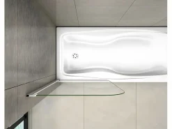 Aica Mampara de bañera abatible-cristal templado 4mm con perfil gris mate-(690-700)x1400mm Transparente Outlet