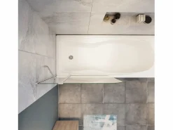 Aica Mampara de bañera abatible-cristal templado 4mm con perfil gris mate-(990-1000)x1400mm Transparente