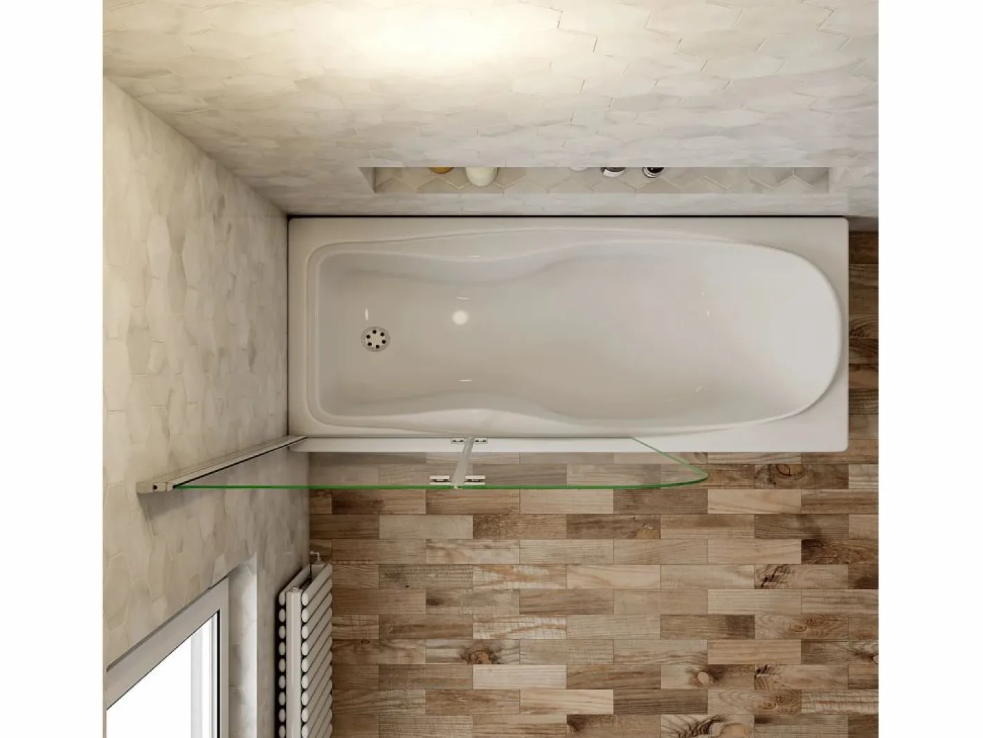 Mampara de bañera abatible 2 hojas cristal antical 6mm plegable (1180-1200)x1400mm^Aica Discount