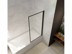 Aica Mampara De Bañera|Mampara de Bañera borde de serigrafía negra Cristal Templado 4mm Tamaño:(780-800)x1400mm-