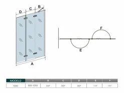 Mampara de bañera plegable-vidrio templado 6mm-(980-1000)x1400mm+barra soporte 350mm^Aica Best