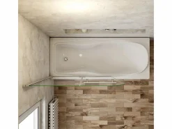 Aica Mampara De Bañera|Mampara de bañera plegable-cristal antical 6mm con un toallero 300mm-(1180-1200)x1400mm