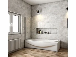 Mampara de bañera plegable-cristal antical 6mm con un toallero 300mm-(880-900)x1400mm^Aica Online