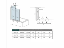 Aica Mampara de bañera plegable-vidrio 4mm con perfil gris mate-2 hojas+panel lateral 700mm-(899-909)x(672-699)x1400mm Transparente Discount