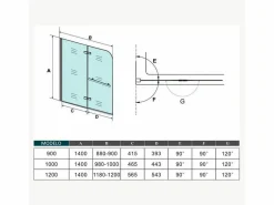 Aica Mampara de bañera plegable-cristal antical 6mm con un toallero 300mm-(980-1000)x1400mm Transparente Best
