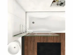 Aica Mampara de bañera-cristal templado 5mm con 2 repisas y un toallero 400mm-(995-1000)x1400mm Transparente Online