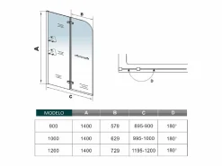 Aica Mampara de bañera-cristal templado 5mm con 2 repisas y un toallero 400mm-(995-1000)x1400mm Transparente Online