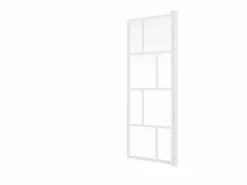 Shower & Design Mampara de baño pivotante de cristal y metal, mate, An. 70 x Al. 140 cm, RIVANON Blanco