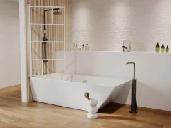 Shower & Design Mampara de baño pivotante de cristal y metal, mate, An. 70 x Al. 140 cm, RIVANON Blanco
