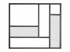 Vente-unique Cristalera Interior|Mampara de cristal estilo taller de aluminio con recubrimiento en polvo y espejos - 150x130 cm - ELEXIA