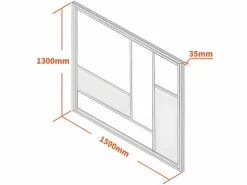 Vente-unique Cristalera Interior|Mampara de cristal estilo taller de aluminio con recubrimiento en polvo y espejos - 150x130 cm - ELEXIA