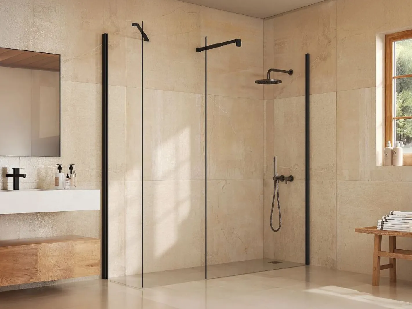 Mampara de ducha a ras de suelo - mate - Vidrio 5 mm - 60x200 cm - DAREN^Shower & Design Discount