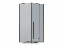 Vente-unique Mampara De Ducha|Mampara de ducha con puerta de vidrio ahumado - L100 x l80 x H190 cm - mate - TERMANIO