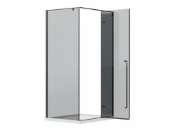 Vente-unique Mampara De Ducha|Mampara de ducha con puerta de vidrio ahumado - L100 x l80 x H190 cm - mate - TERMANIO