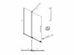 Mampara de ducha estilo italiano dorada estilo industrial, 120 x 200 cm, vidrio templado YOREM^Shower & Design Online