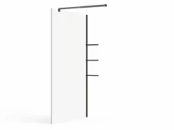 Shower & Design Mampara de ducha estilo italiano con estantes - mate - Cristal 6 mm - 120x200 cm - DAREN Negro New