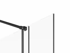 Shower & Design Mampara de ducha estilo industrial en mate, 140 x 200 cm, cristal templado YOREM Negro Clearance