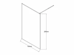 Shower & Design Mampara de ducha estilo italiano, 100 x 200 cm, mate, vidrio templado, AMBERI Negro Outlet