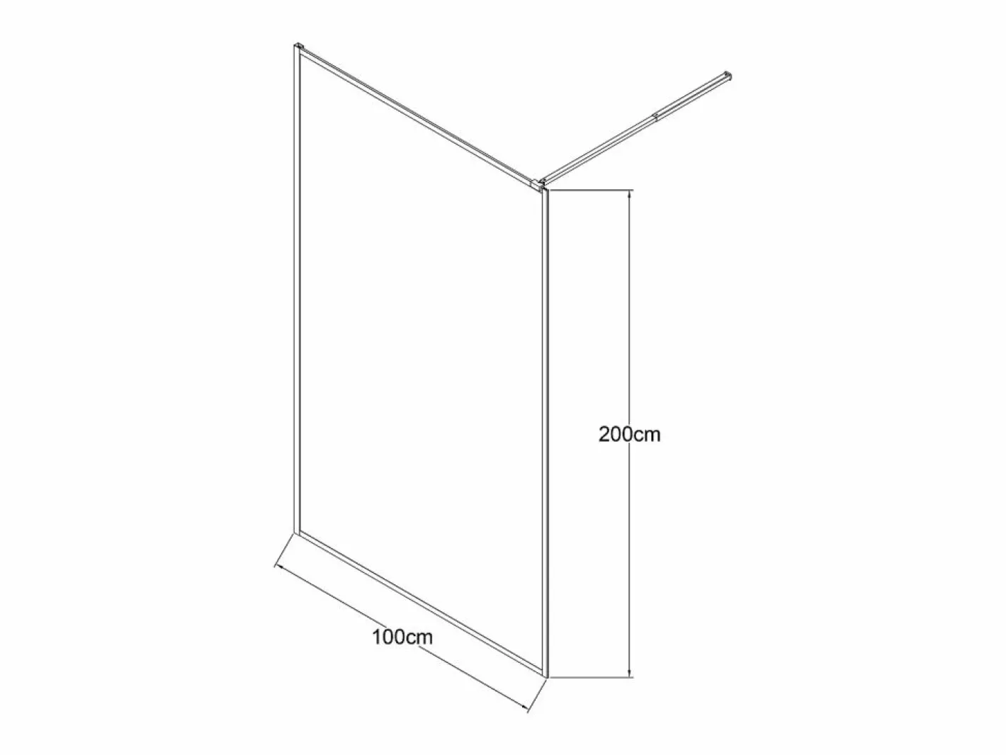 Shower & Design Mampara de ducha estilo italiano, 100 x 200 cm, mate, vidrio templado, AMBERI Negro Outlet