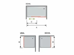 KASSANDRA Mampara de ducha frontal + Puerta Corredera 110 cm LUNA Negro con Cristal serigrafiado Transparente Best