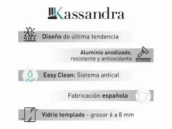 KASSANDRA Mampara de ducha frontal + Puerta Corredera 100 cm LUNA con Cristal serigrafiado Transparente Discount