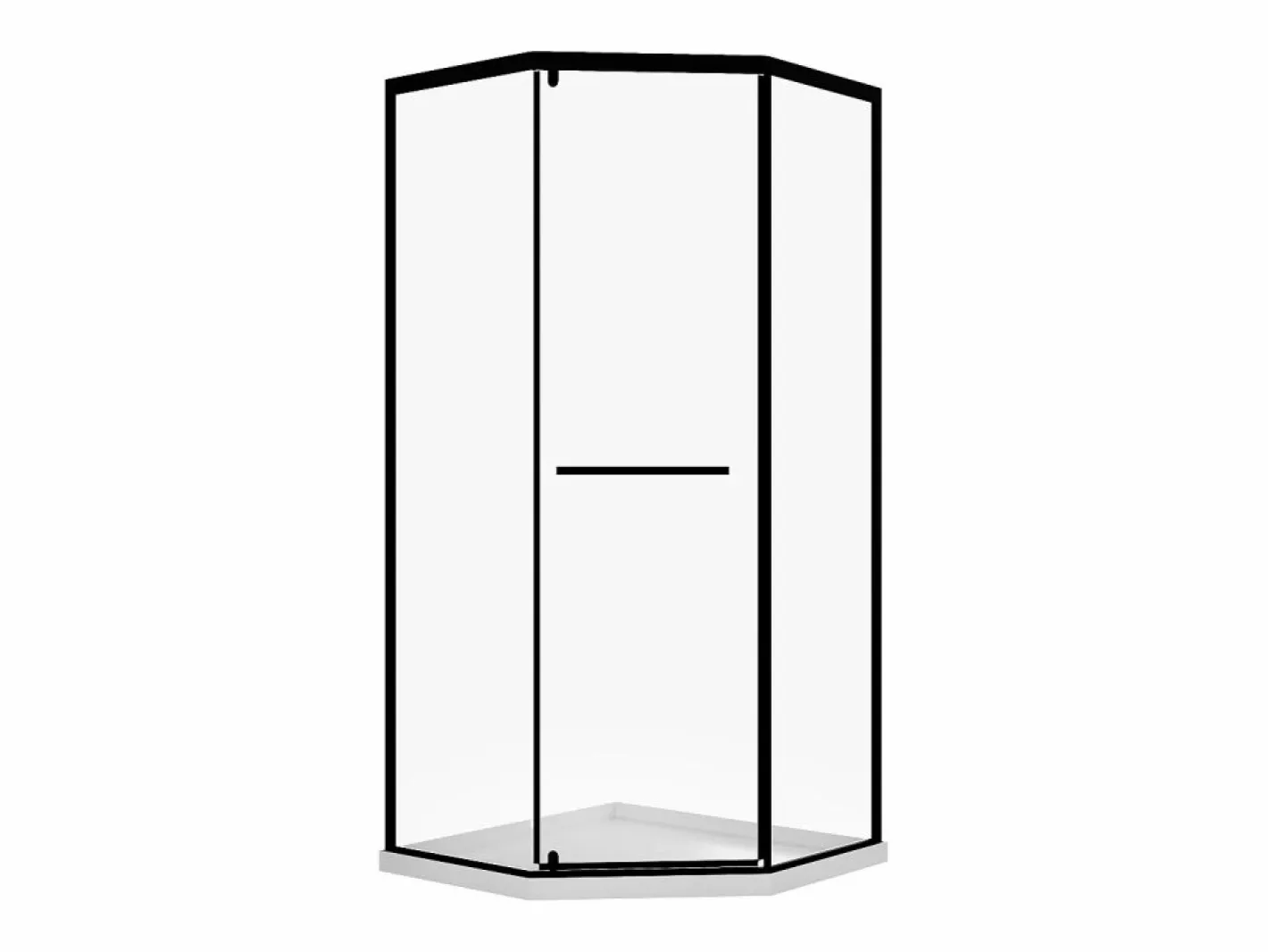 Mampara de ducha pentagonal con plato, mate, 90 x 90 x 195 cm CRISTELIO^Shower & Design