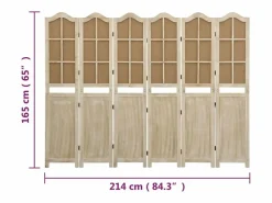 Mampara divisoria 6 paneles Marrón 214x165 cm Tela^ Outlet