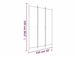 Mampara divisoria de 3 paneles Marrón 150x220 cm Tela^ Best