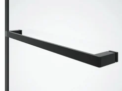 Shower & Design Mampara para bañera con toallero y retorno pivotante mate, 100 x 140 cm, PRIMAEL Negro Clearance