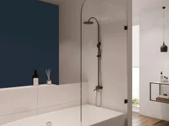 Shower & Design Mampara De Bañera|Mampara para bañera de cristal templado, Medidas 80 x 140 cm TOBIN