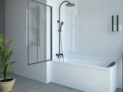Shower & Design Mampara para bañera pivotante mate look atelier, 80 x 140 cm, DOLANA Negro Sale