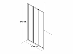 Shower & Design Mampara De Bañera|Mampara para bañera plegable de metal mate estilo atelier, 120 x 140 cm, DISTRICT