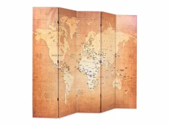 Mampara plegable 200 x 170 cm Mapa del Mundo Amarillo Online