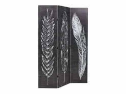 Mampara plegable 120x170 cm Plumas Blanco y^ Clearance