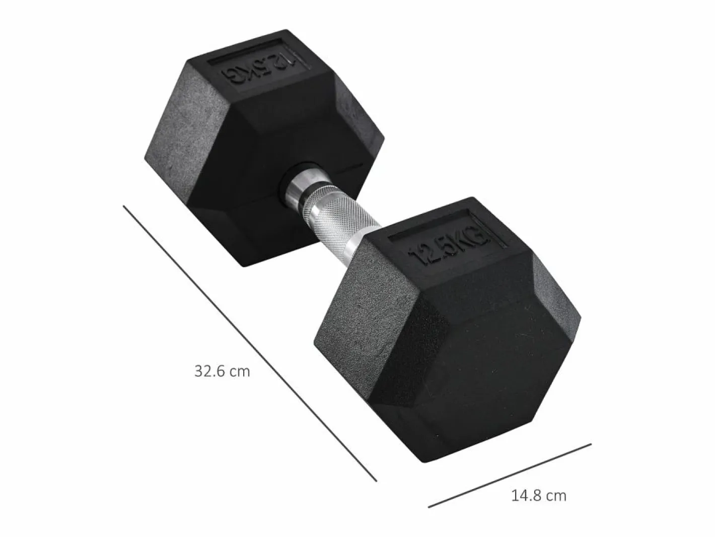 Mancuerna hexagonal de 12,5 kg, de metal y goma, con mango acanalado, color (14,8 x 14,8 x 32,6 cm)^ Best
