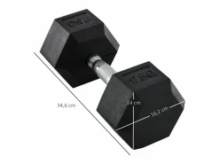 Mancuernas hexagonales de metal de 17,5 kg con mango acanalado, color (16,2 x 16,2 x 34,6 cm) Negro