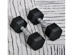 Aparato De Musculación|mancuernas hexagonales de metal de 6 kg con cubierta de goma, color (11,5 x 11,5 x 28,8 cm)
