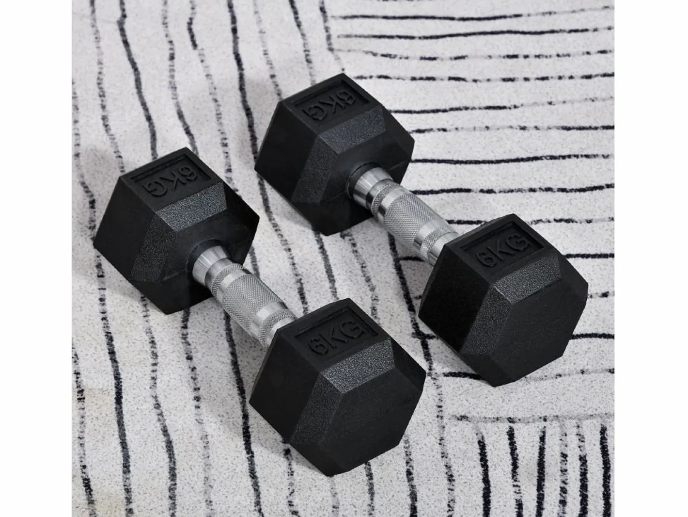 Aparato De Musculación|mancuernas hexagonales de metal de 6 kg con cubierta de goma, color (11,5 x 11,5 x 28,8 cm)