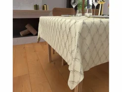 Soleil d'ocre Mantelería|Mantelería|Mantel festivo cuadrado antimanchas de puro algodón 180x180 cm plata CELESTE, por