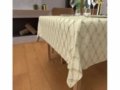 Mantel festivo rectangular antimanchas de puro algodón 160x300 cm oro CELESTE, por^Soleil d'ocre Clearance