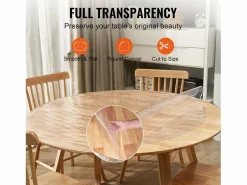 Mantel SucceBuy Protector de Mesa de PVC, Cubierta de Escritorio Redonda de Plástico de 123 cm, 1.5 mm de Grosor Transparente Sale