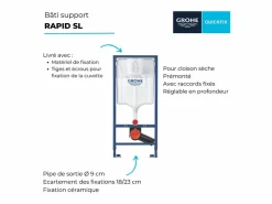 GROHE Inodoro Suspendido|Marco de soporte de superficie Rapid SL