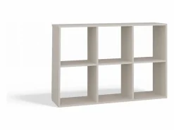 TOPESHOP MARION - Estantería modular con 6 cubos - Librería con 6 compartimentos - 110x30x75 cm - Mueble de almacenaje Beige