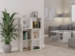 TOPESHOP MARION - Estantería modular con 6 cubos - Librería con 6 compartimentos - 110x30x75 cm - Mueble de almacenaje Beige